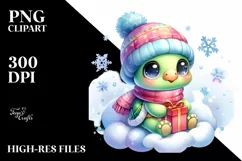 Cute Winter Baby Turtle PNG Product Image 3