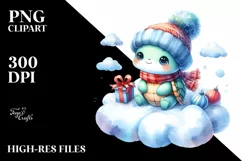 Cute Winter Baby Turtle PNG Product Image 3