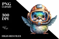 Funny Baby Hummingbird with Scuba Helmet, Transparent PNG Product Image 3