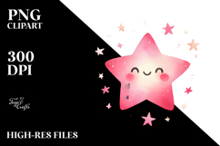 Watercolor Pinkish Star PNG Product Image 2