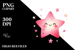 Watercolor Pinkish Star PNG Product Image 2