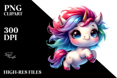 Funny Cute Unicorn Jumping PNG Product Image 2