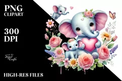 Colorful Baby Elephant Heart PNG Product Image 2