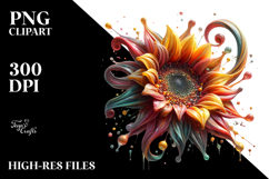 Abstract Shiny Sunflower, Candy Watercolor Splash Product Image 2