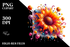 Abstract Shiny Sunflower, Candy Watercolor Splash Product Image 2