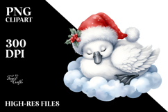 Watercolor Baby Swan Dressed for Christmas, PNG Product Image 2