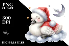 Cute Baby Swan Christmas Cloud PNG Product Image 2