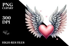 Watercolor Heart with Wings PNG Product Image 2