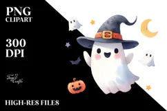 Simple Halloween Clipart of Ghost PNG Product Image 2
