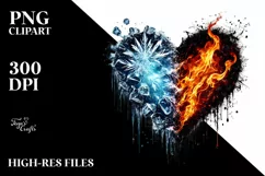 Distressed Heart made of Fire and Ice PNG Product Image 2