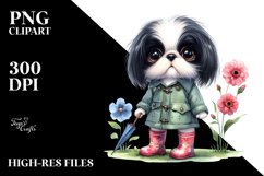 Sublimation Clipart of Baby Japanese Chin with Flowers Product Image 1