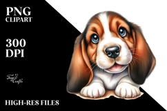 Watercolor Baby Basset Hound with Big Eyes PNG Product Image 2