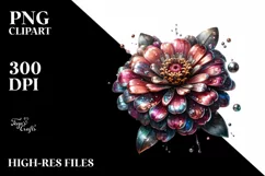 Shiny Zinnia Watercolor Clipart Product Image 3
