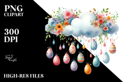 Colorful Cloud Easter Eggs PNG Product Image 2
