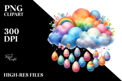 Colorful Cloud Easter Eggs PNG Product Image 2