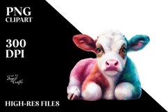 Colorful Baby Cow with Broadway Stage PNG Product Image 3