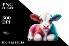 Colorful Baby Cow with Broadway Stage PNG Product Image 3