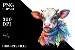 Baby Cow on Broadway Stage, Colorful PNG Product Image 1