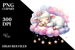 Pastel Lamb Sleeping on a Cloud PNG Product Image 2