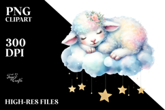 Pastel Lamb Sleeping on a Cloud PNG Product Image 2