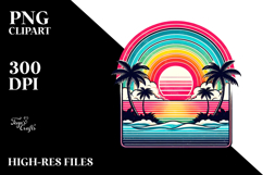 Retro Tropical Rainbow Sunset PNG Product Image 2