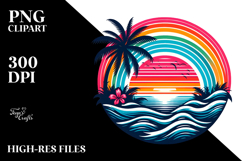 Retro Rainbow Sunset Clipart Product Image 2