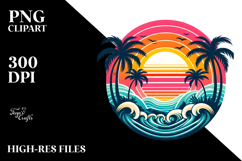 Retro Tropical Sunset Tshirt Design PNG Product Image 2