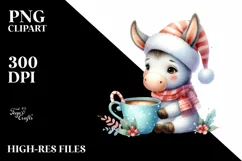 Cute Donkey with Santa Hat, Christmas PNG Product Image 2