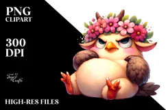 Cute Bird with Flower Crown PNG Product Image 2