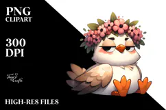 Cute Bird with Flower Crown PNG Product Image 2