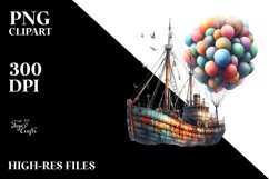 Vintage Rusted Fishing Boat Watercolor PNG Product Image 3