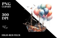 Vintage Rusted Fishing Boat Watercolor PNG Product Image 3