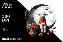 Halloween Lamb on Half Moon PNG Product Image 2