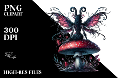 Gothic Fairy on Mushroom, PNG Product Image 2