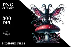 Gothic Fairy on Mushroom, PNG Product Image 2