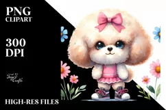 Cheerful Bichpoo Watercolor Clipart Product Image 3