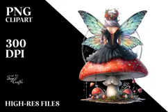 Gothic Fairy on Mushroom PNG Product Image 2
