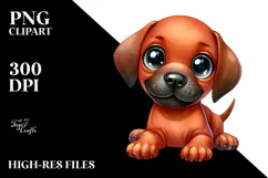 Watercolor Baby Cartoon Rhodesian Ridgeback PNG Product Image 2