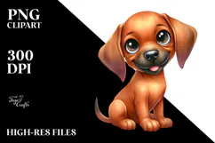 Watercolor Baby Cartoon Rhodesian Ridgeback PNG Product Image 2