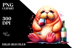 Vibrant Watercolor Walrus | Clipart Product Image 1