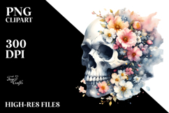 Spring Flower Skull Painting PNG Product Image 2