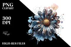 Shiny Abstract Daisy, Watercolor PNG Product Image 2