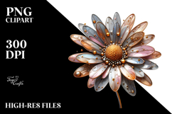 Shiny Abstract Daisy, Watercolor PNG Product Image 2