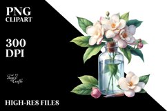 Watercolor Bottle with Gardenia | Sublimation | Clipart Product Image 1