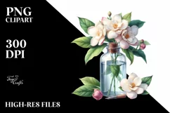Watercolor Bottle with Gardenia | Sublimation | Clipart Product Image 1