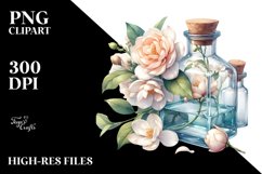 Watercolor Bottle with Gardenia | Sublimation | Clipart Product Image 1
