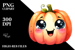 Funny Vibrant Pumpkin, Cute Watercolor Product Image 2