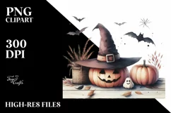 Vintage Haloween Scene with Hat PNG Product Image 1