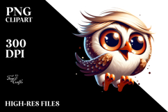 Silly Cartoon Owl Jumping PNG Product Image 2