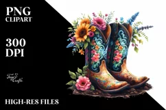 Colorful Cowboy Boots Soil Flowers Clipart Product Image 3